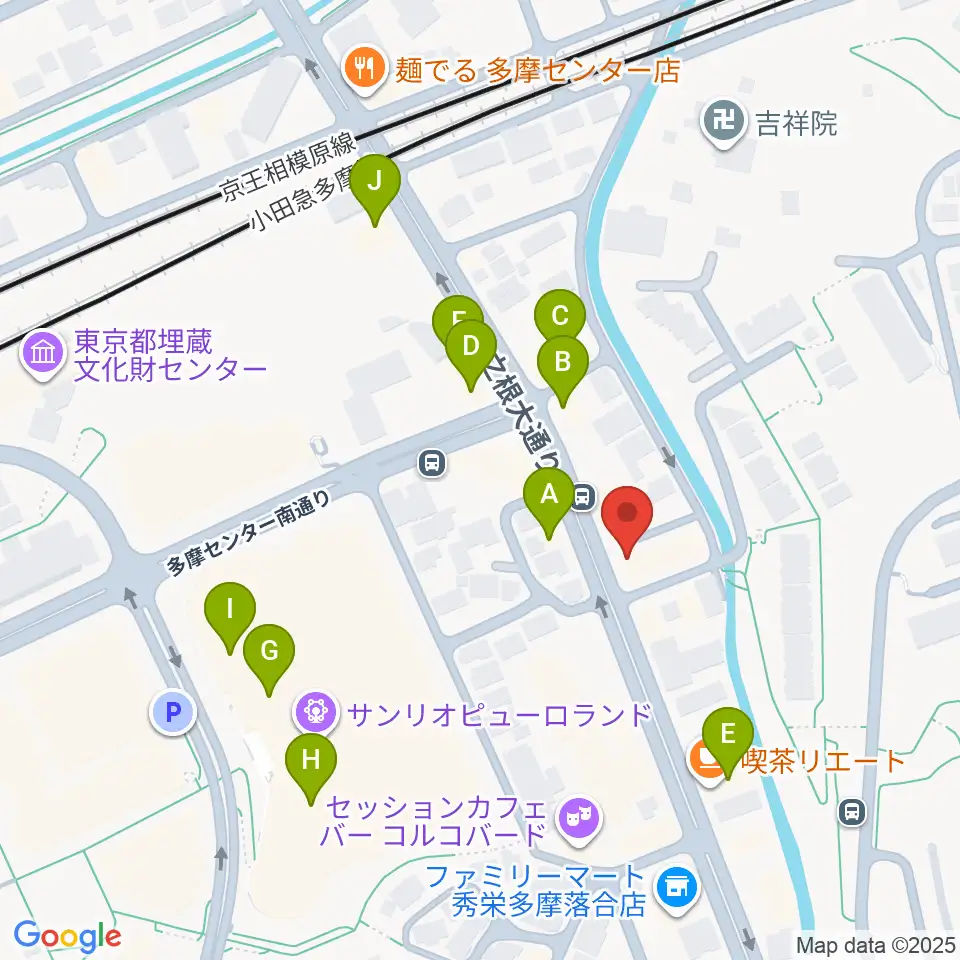 Mスタジオ多摩センター店周辺のファミレス・ファーストフード一覧地図