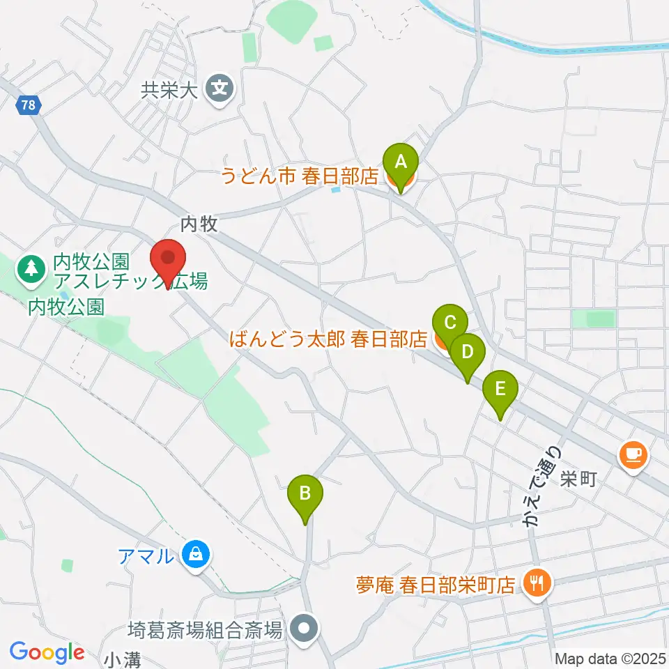 シオンピアノ工房周辺のファミレス・ファーストフード一覧地図