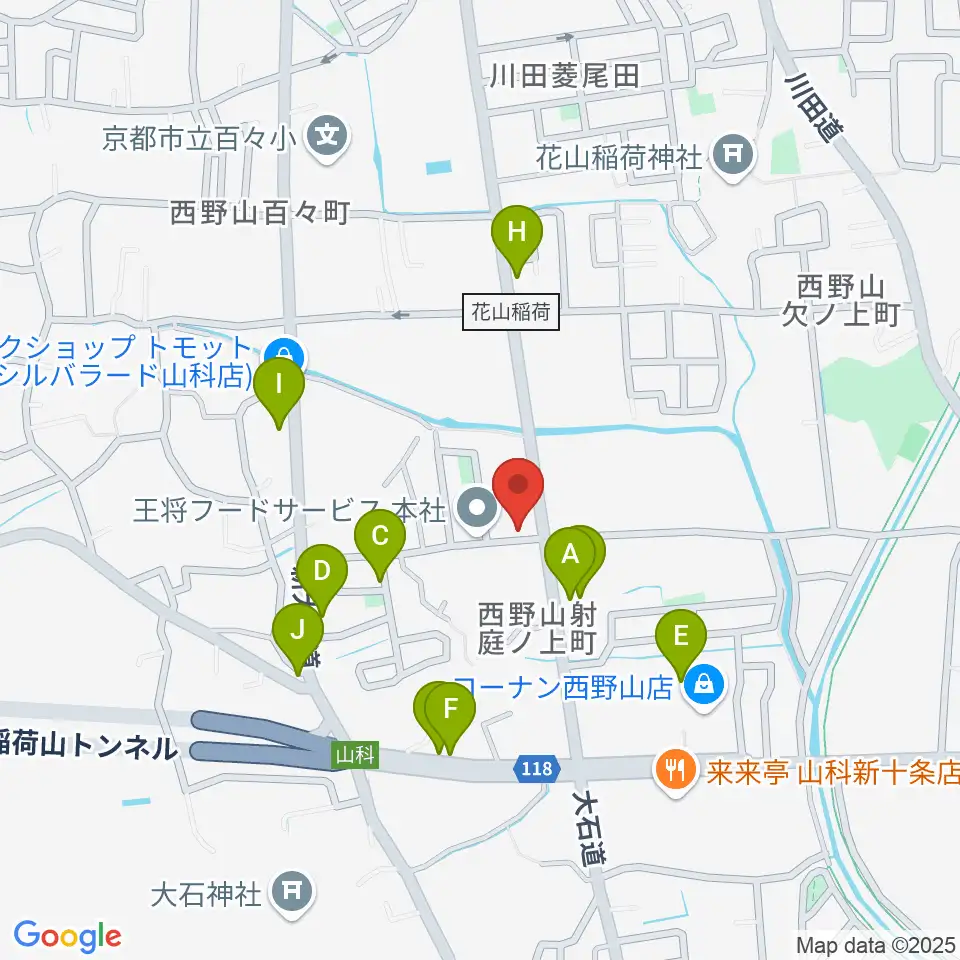 森田ピアノ工房周辺のファミレス・ファーストフード一覧地図