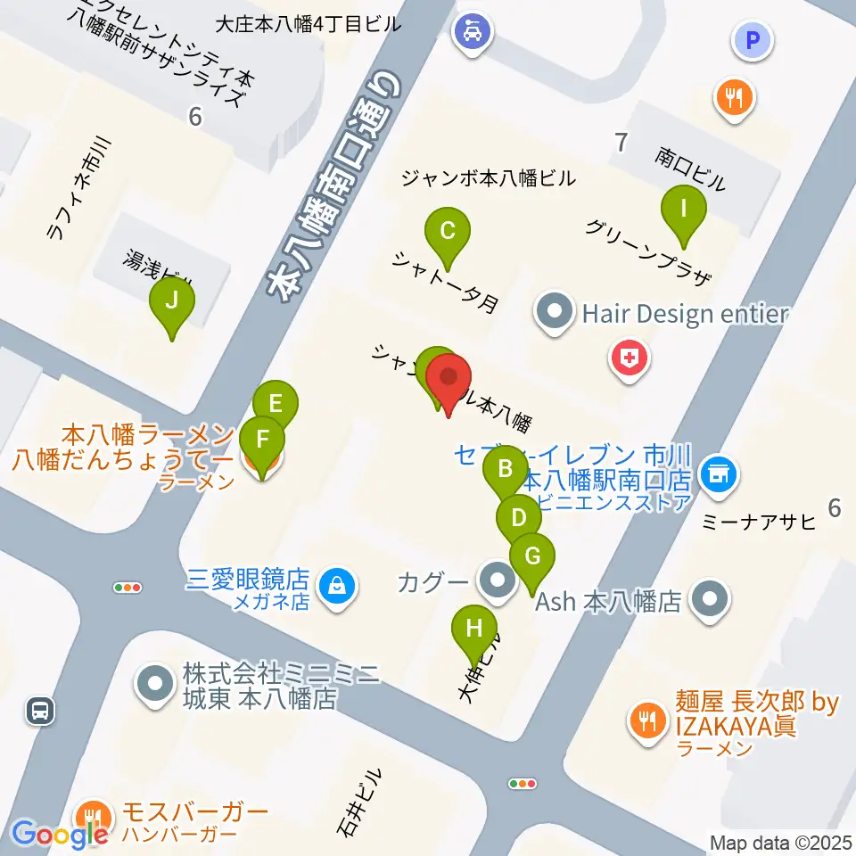 リンキィディンク本八幡周辺のファミレス・ファーストフード一覧地図