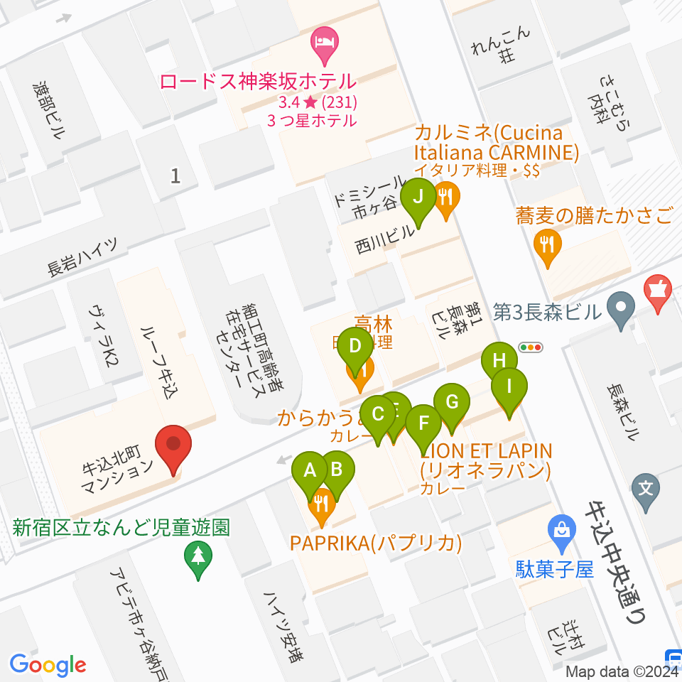 ミュージックスタジオユニバース周辺のファミレス・ファーストフード一覧地図