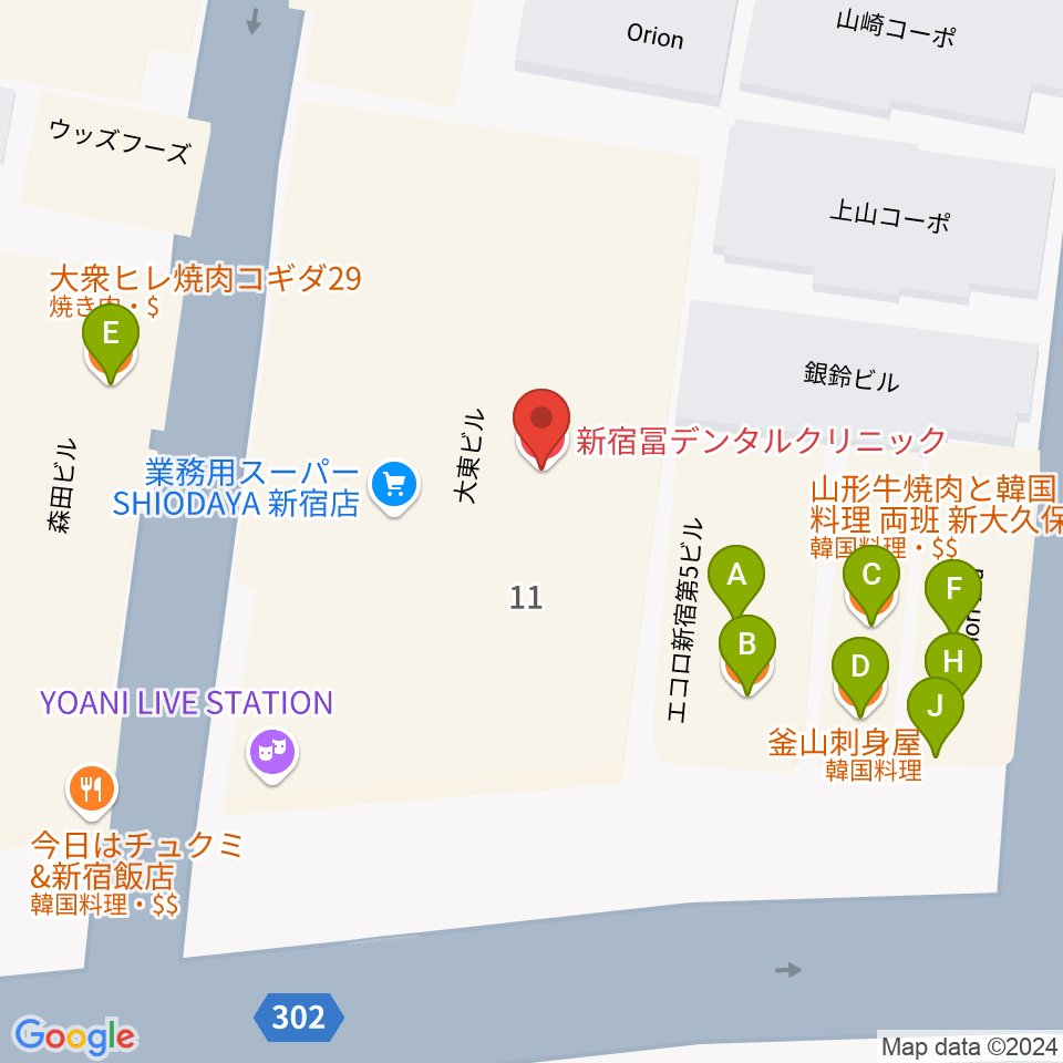 代アニLIVEステーション周辺のファミレス・ファーストフード一覧地図