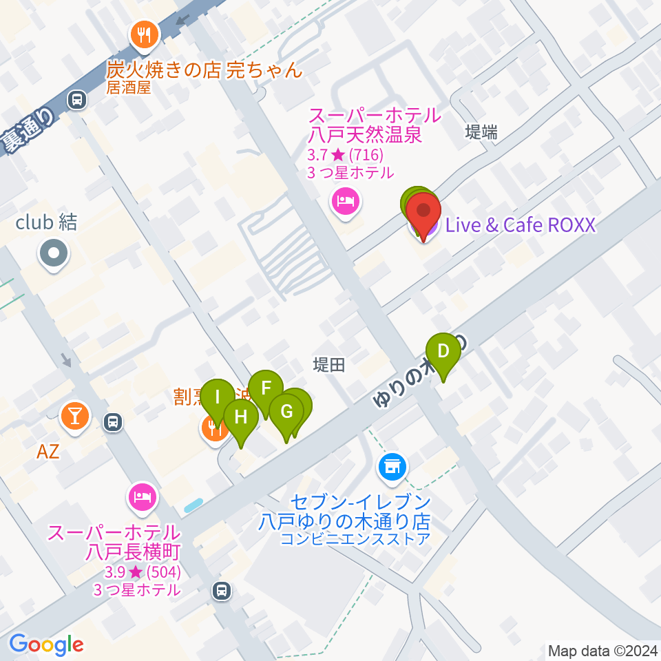 八戸ロックス周辺のファミレス・ファーストフード一覧地図