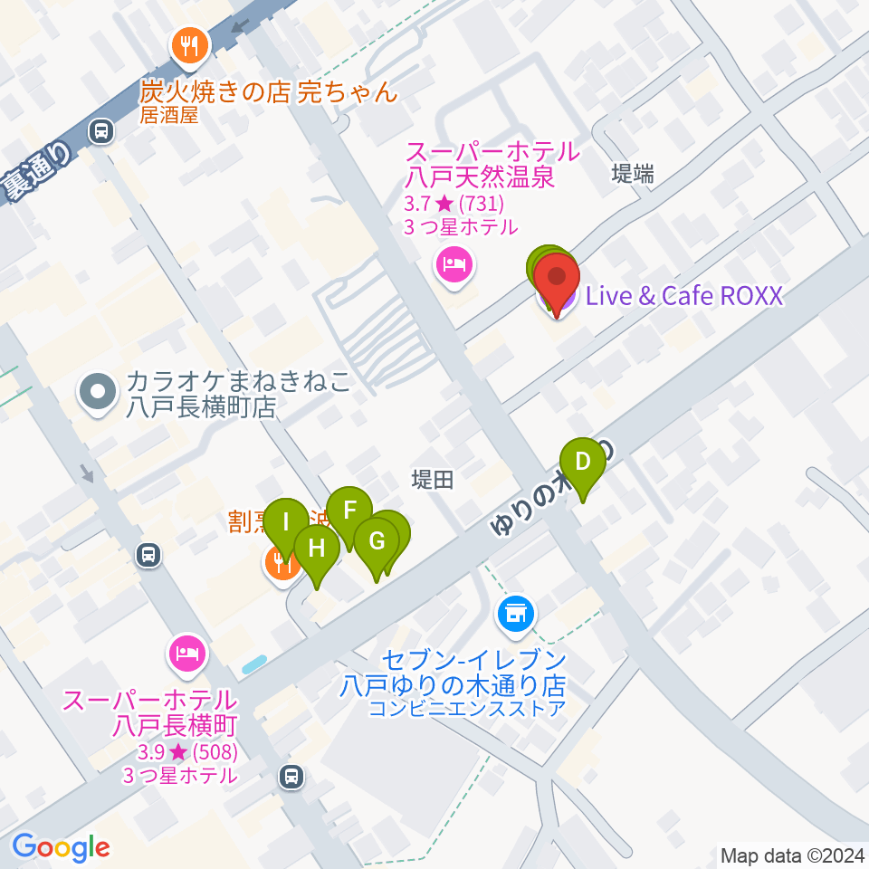 八戸ロックス周辺のファミレス・ファーストフード一覧地図