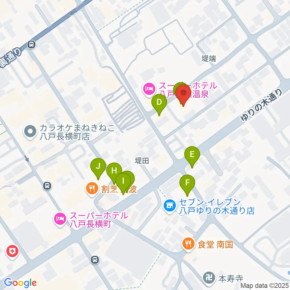 八戸ロックス周辺のファミレス・ファーストフード一覧地図