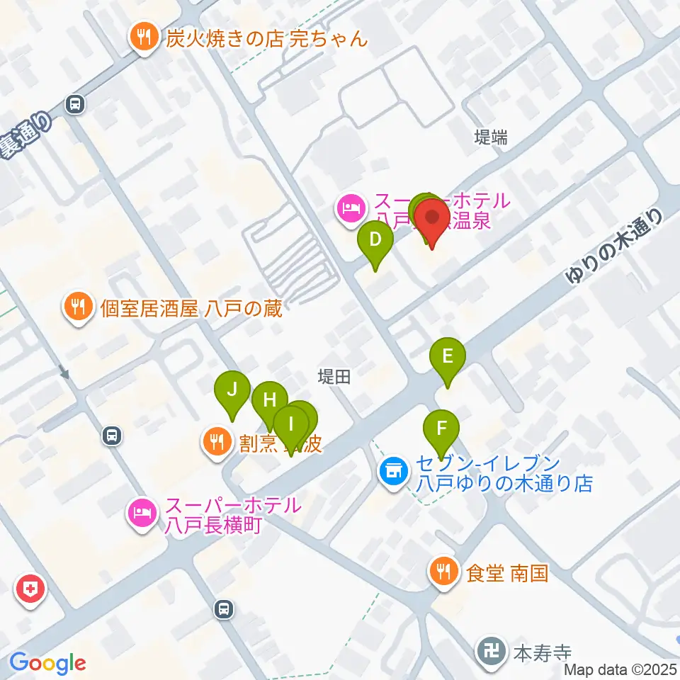 八戸ロックス周辺のファミレス・ファーストフード一覧地図