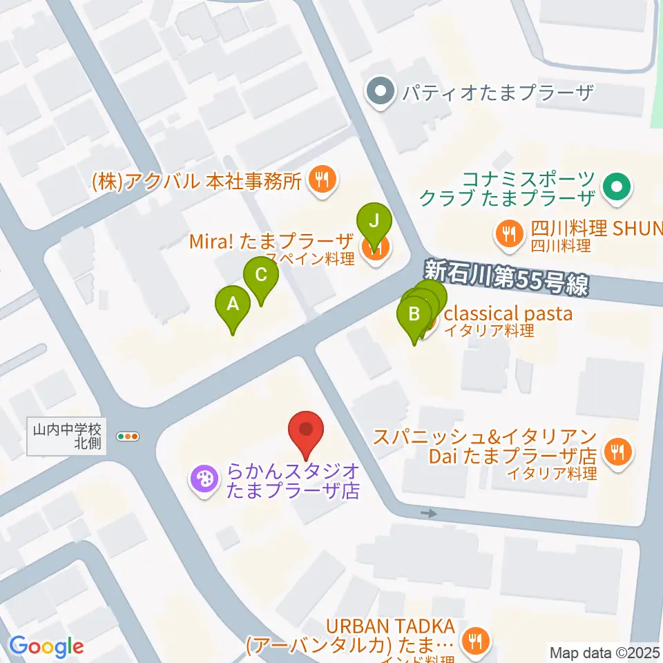 岡村考二フルート教室周辺のファミレス・ファーストフード一覧地図