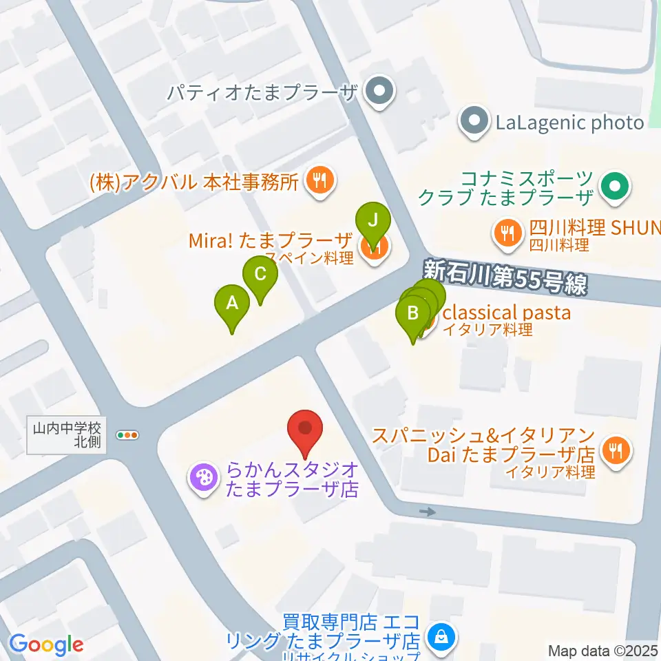 岡村考二フルート教室周辺のファミレス・ファーストフード一覧地図