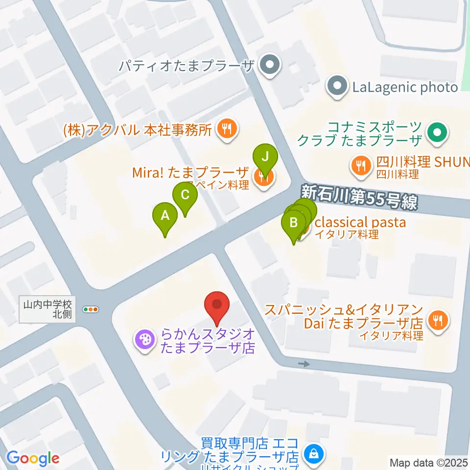 岡村考二フルート教室周辺のファミレス・ファーストフード一覧地図