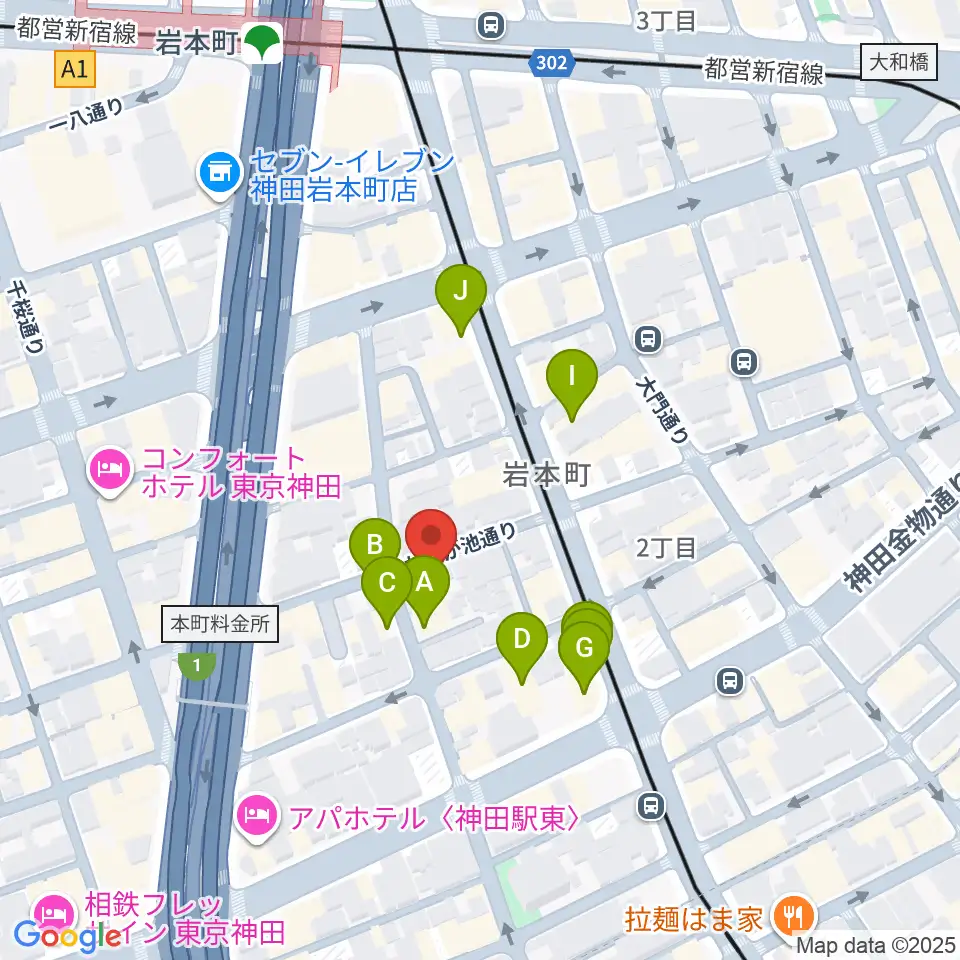 モリダイラ楽器 M's Space周辺のファミレス・ファーストフード一覧地図