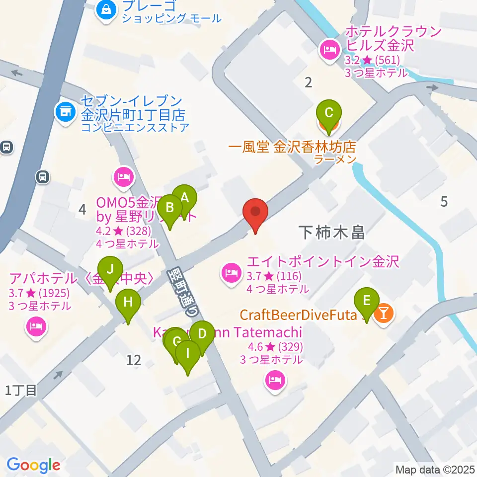 金沢gateBlack周辺のファミレス・ファーストフード一覧地図