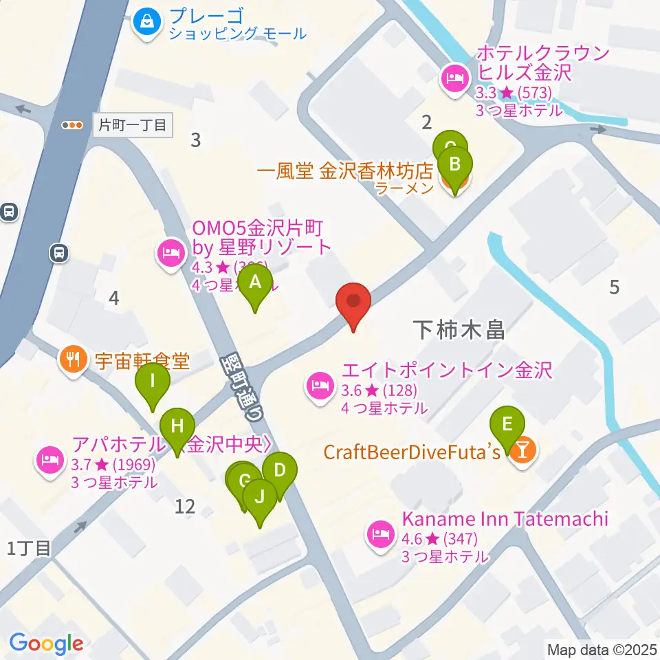 金沢gateBlack周辺のファミレス・ファーストフード一覧地図