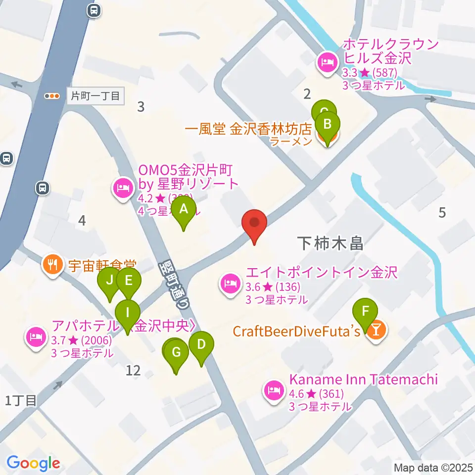 金沢gateBlack周辺のファミレス・ファーストフード一覧地図