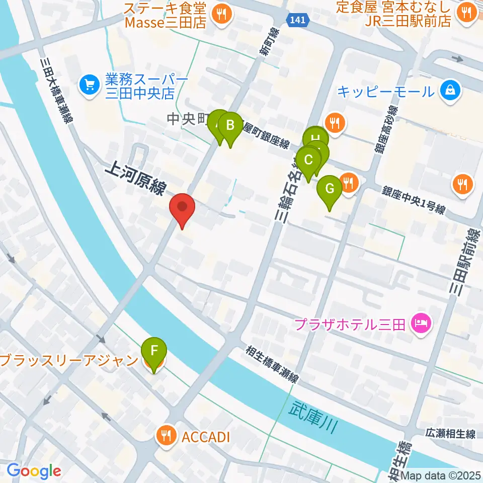 平瀬楽器周辺のファミレス・ファーストフード一覧地図