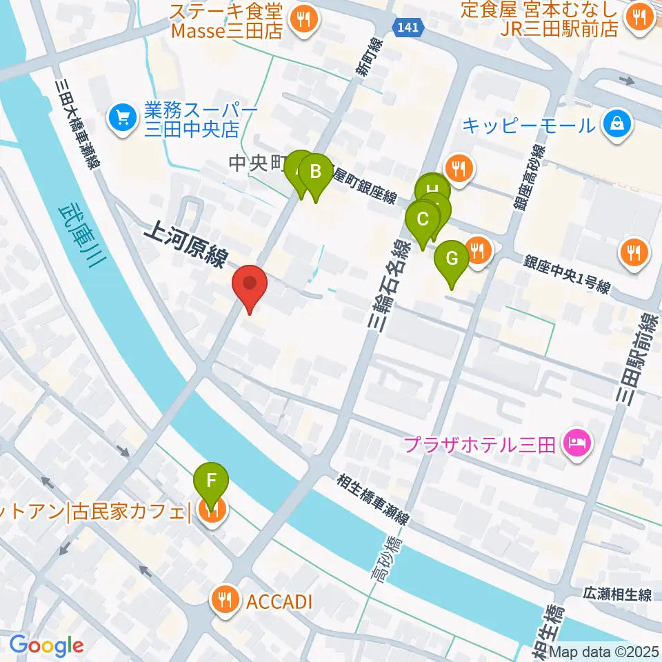 平瀬楽器周辺のファミレス・ファーストフード一覧地図
