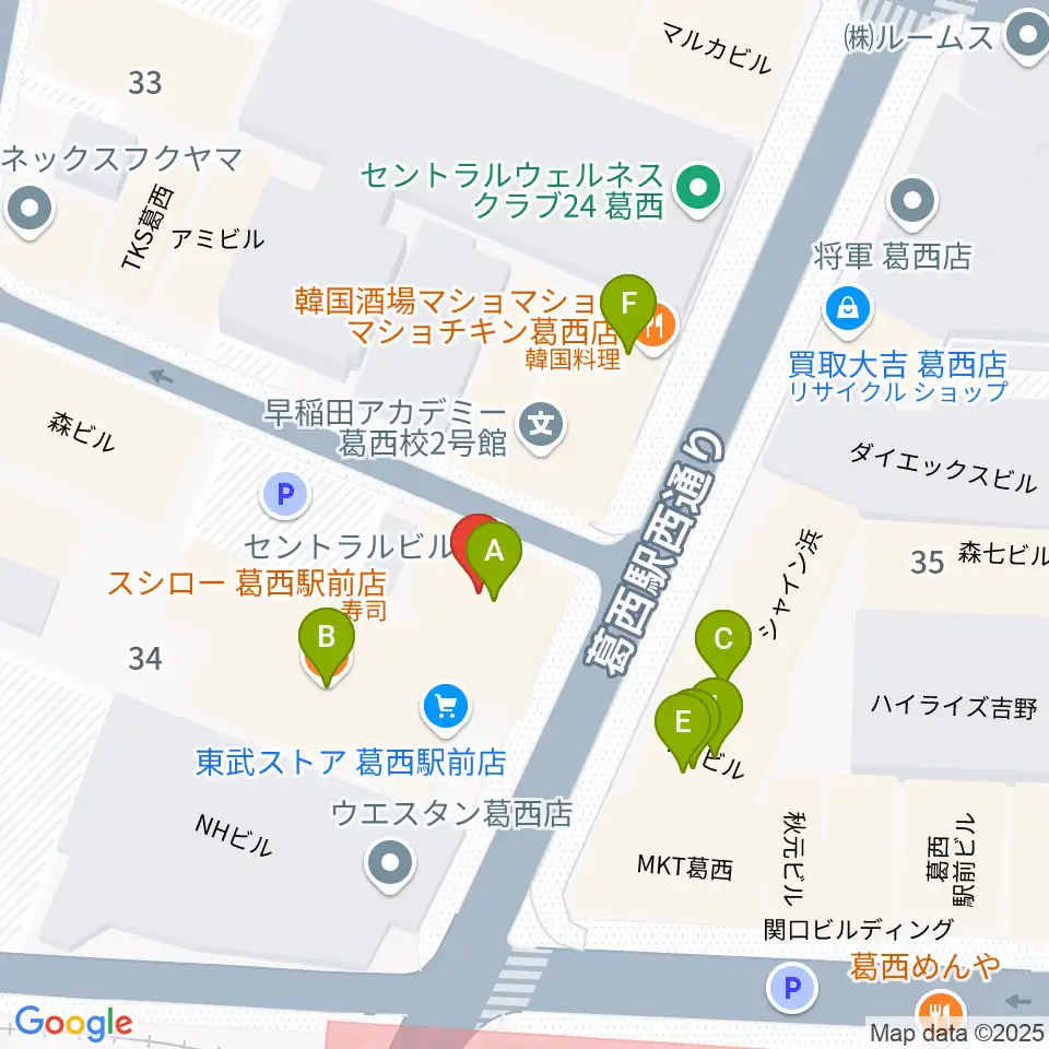 リンキーディンク葛西店周辺のファミレス・ファーストフード一覧地図