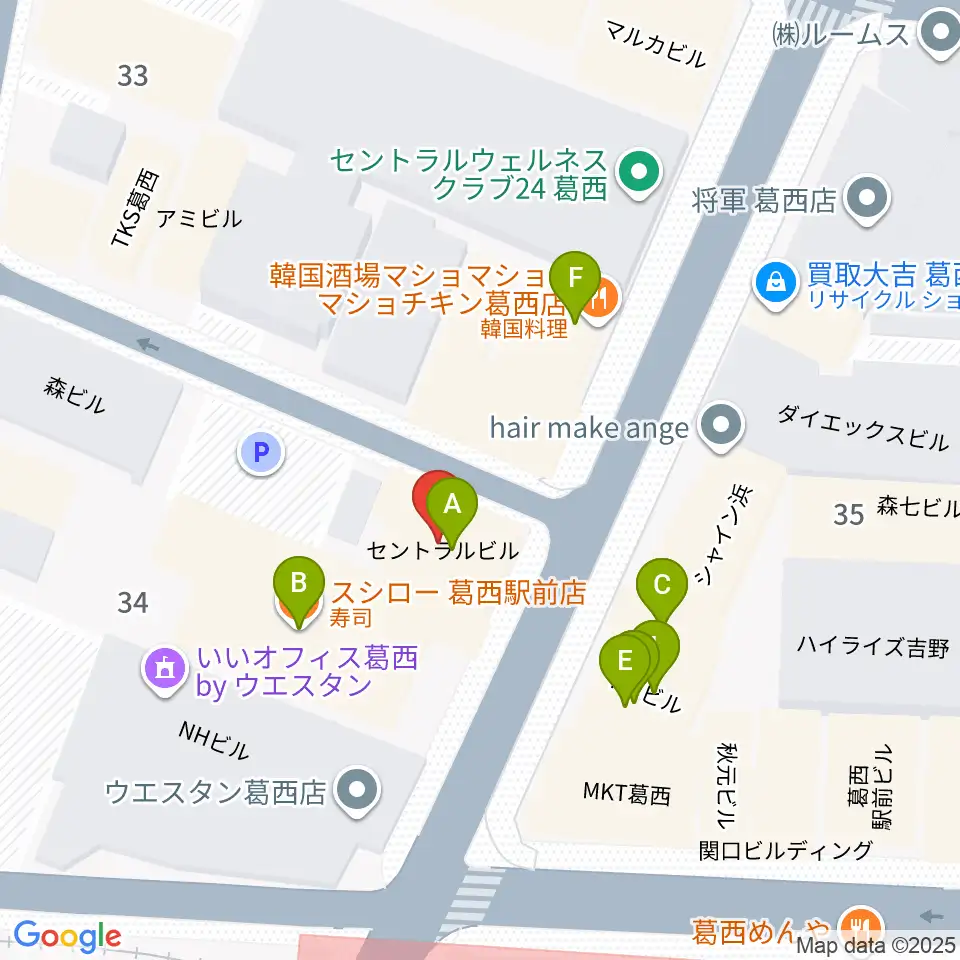 リンキーディンク葛西店周辺のファミレス・ファーストフード一覧地図