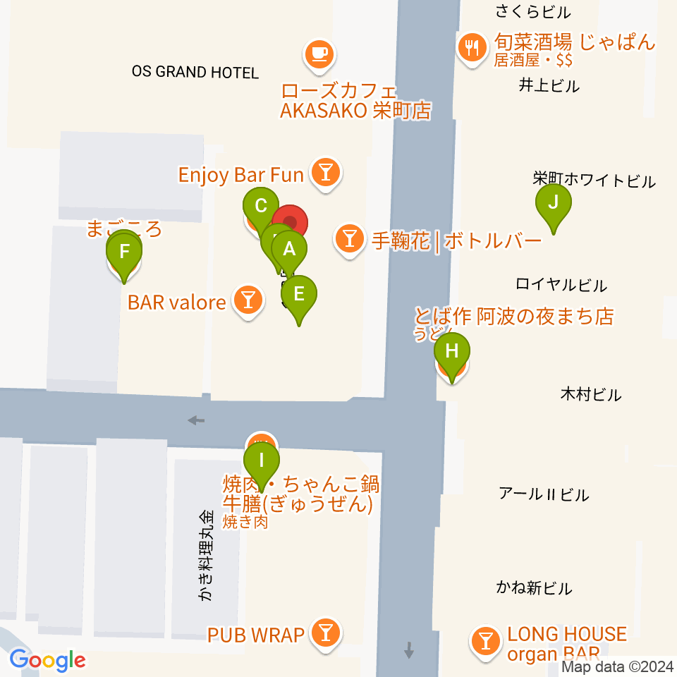 徳島ファンキーチキン周辺のファミレス・ファーストフード一覧地図