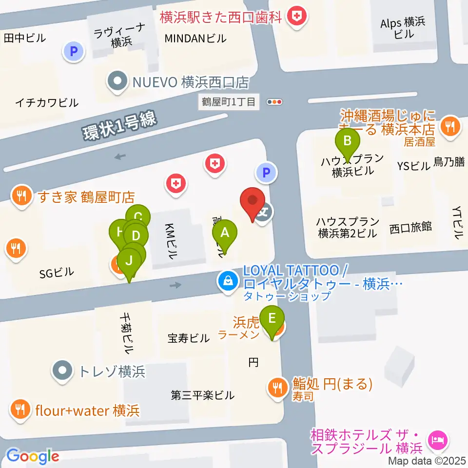 クラウドナインスタジオ 横浜北口店周辺のファミレス・ファーストフード一覧地図
