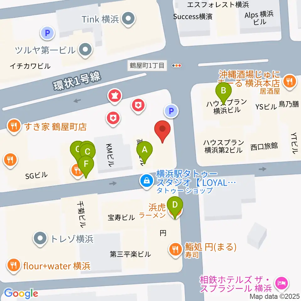 クラウドナインスタジオ 横浜北口店周辺のファミレス・ファーストフード一覧地図