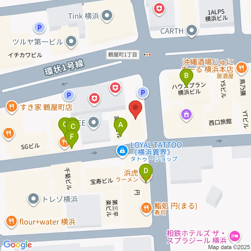 クラウドナインスタジオ 横浜北口店周辺のファミレス・ファーストフード一覧地図