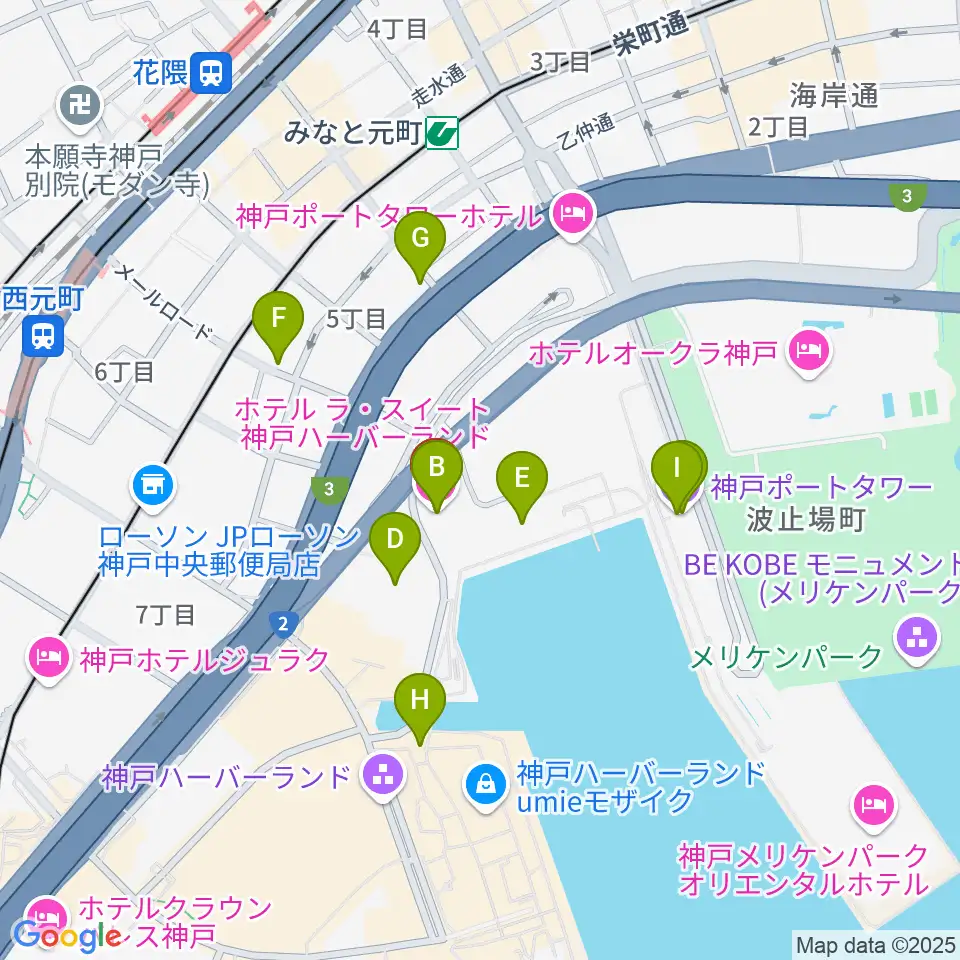 ラ・スイート神戸グラン・ブルー周辺のファミレス・ファーストフード一覧地図