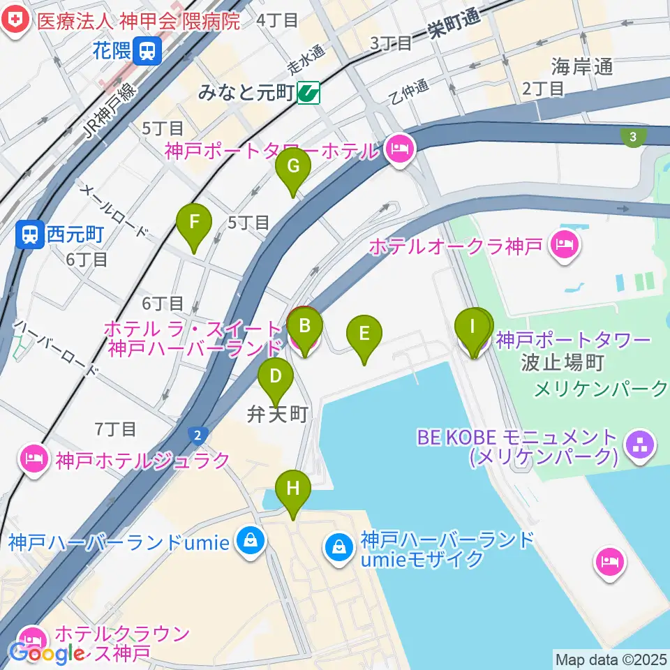 ラ・スイート神戸グラン・ブルー周辺のファミレス・ファーストフード一覧地図