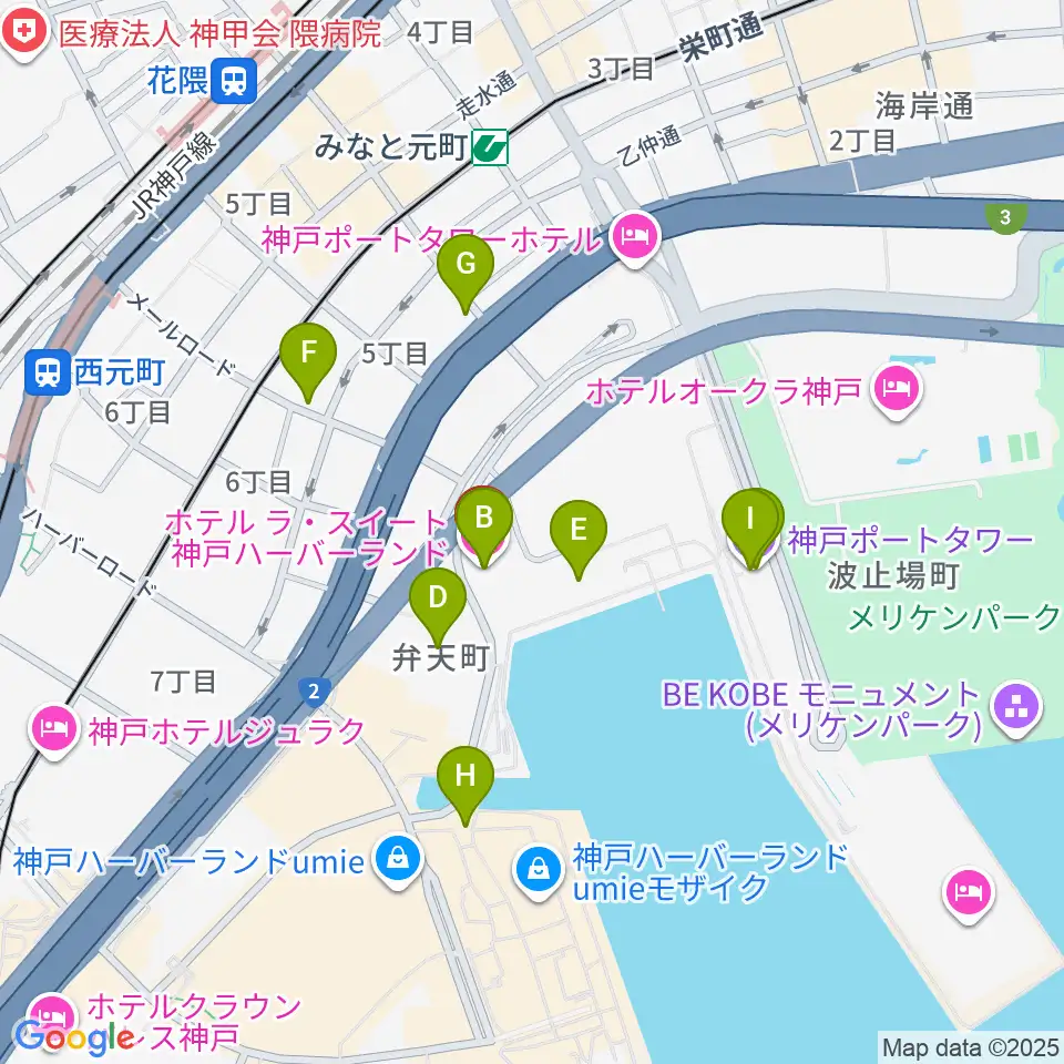 ラ・スイート神戸グラン・ブルー周辺のファミレス・ファーストフード一覧地図