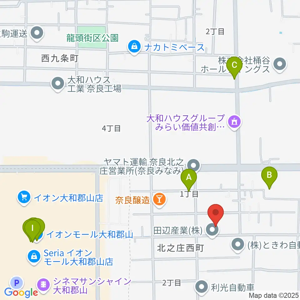 ジュエル奈良店周辺のファミレス・ファーストフード一覧地図