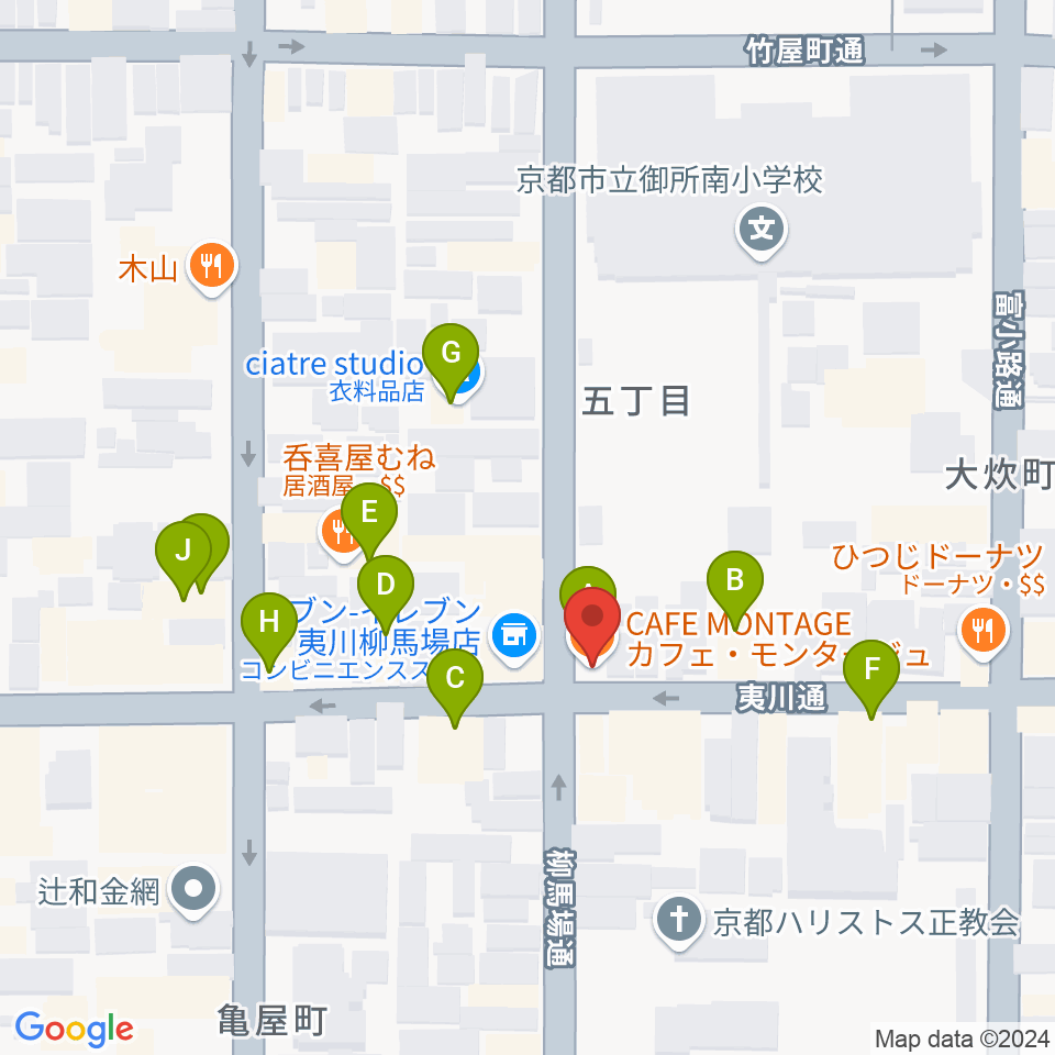 カフェ・モンタージュ周辺のファミレス・ファーストフード一覧地図