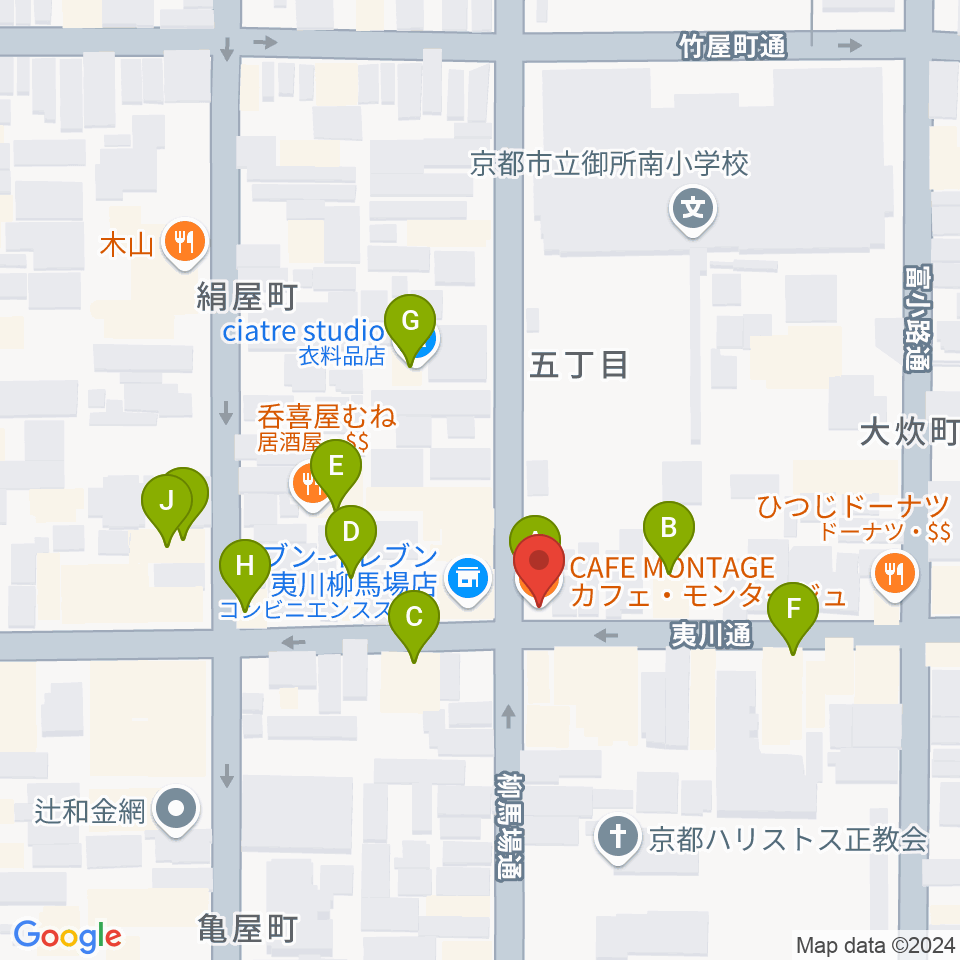 カフェ・モンタージュ周辺のファミレス・ファーストフード一覧地図