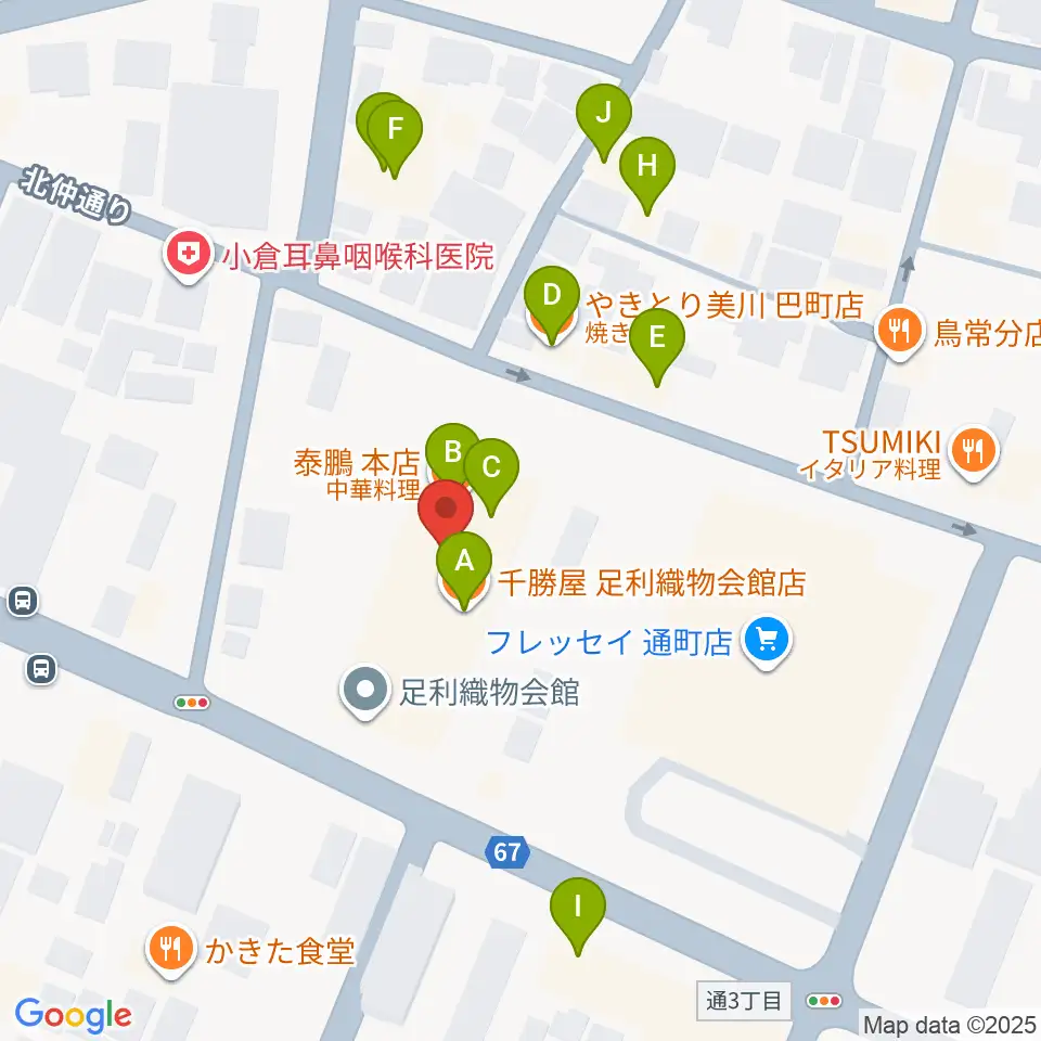 サウンド・ジムあしかが周辺のファミレス・ファーストフード一覧地図