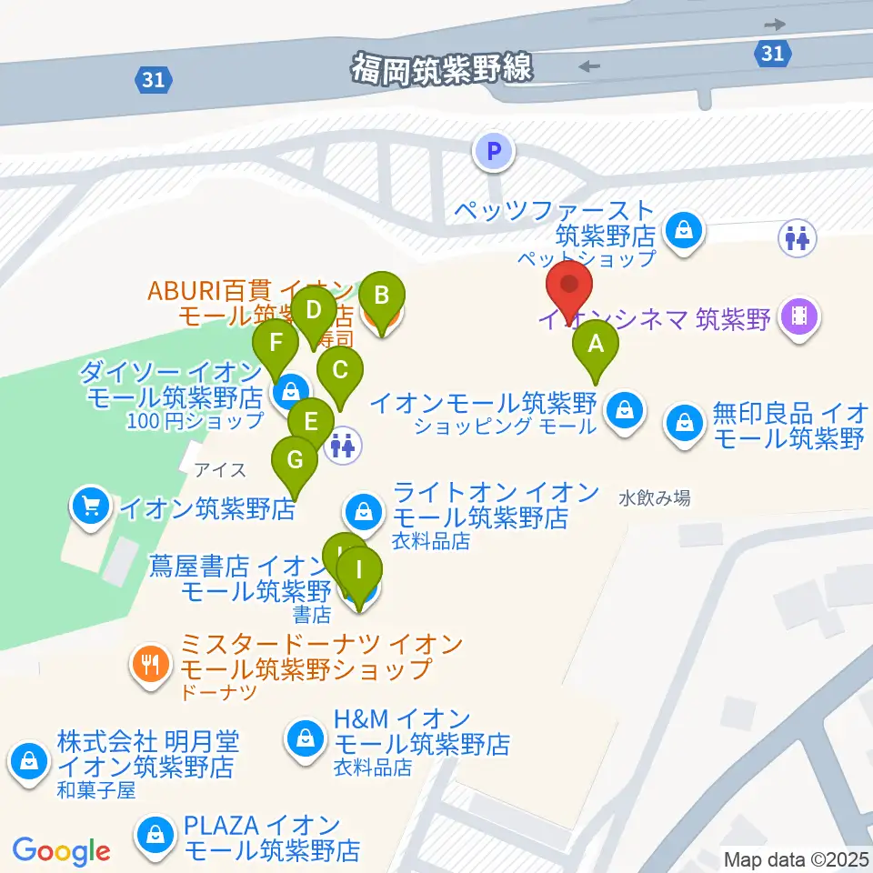 島村楽器 イオンモール筑紫野店周辺のファミレス・ファーストフード一覧地図