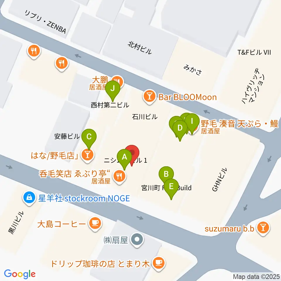Jazz Spot DOLPHY周辺のファミレス・ファーストフード一覧地図