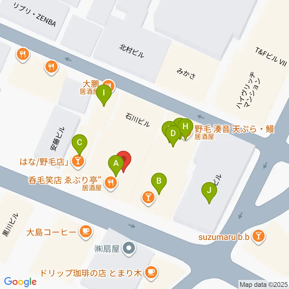 Jazz Spot DOLPHY周辺のファミレス・ファーストフード一覧地図