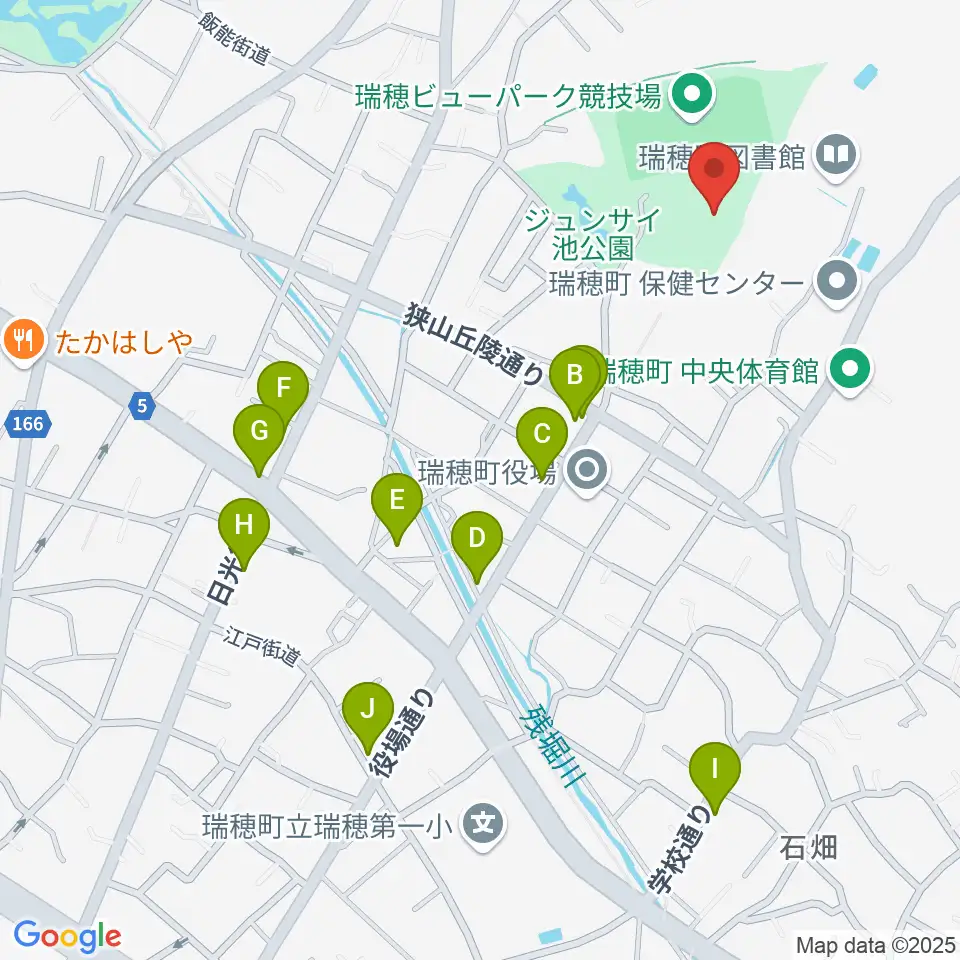 瑞穂ビューパーク・スカイホール周辺のファミレス・ファーストフード一覧地図