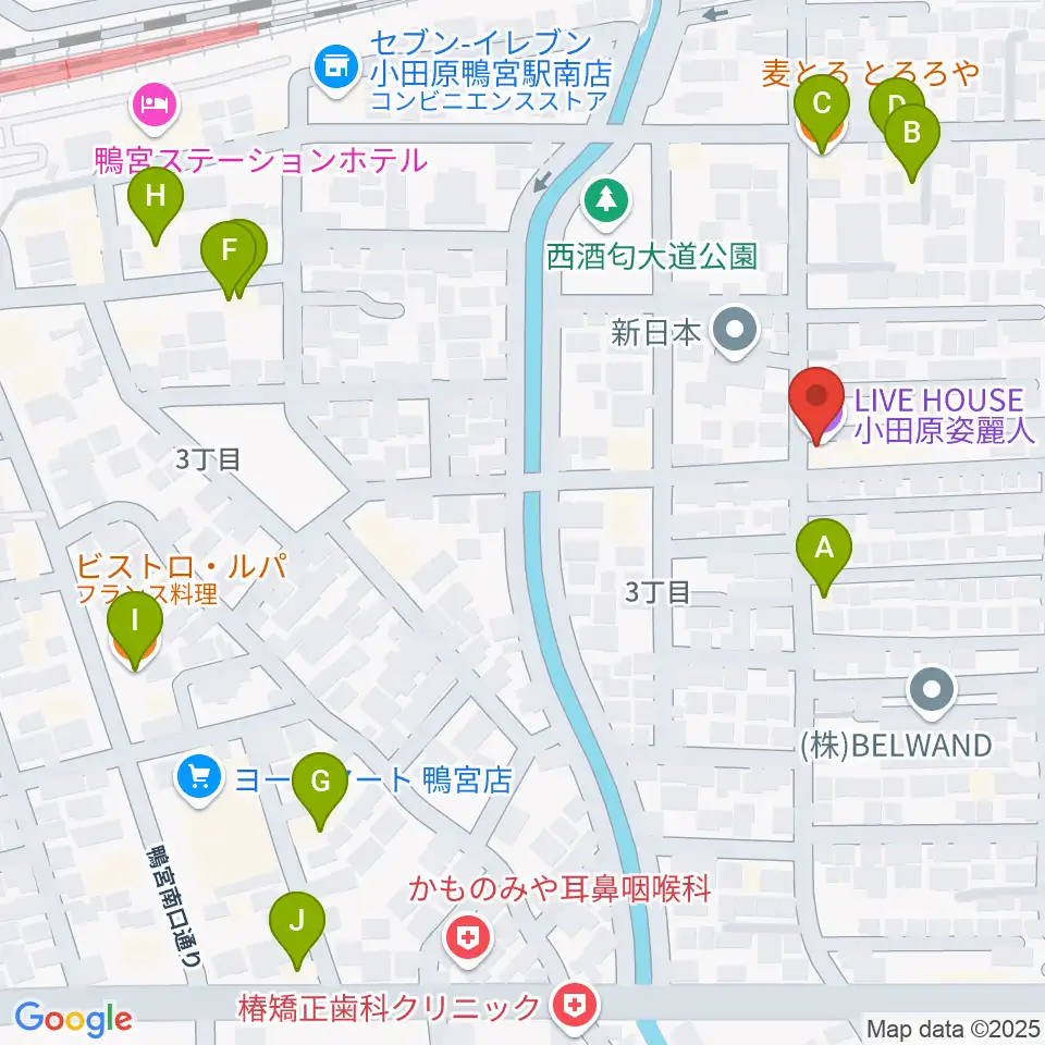 小田原姿麗人周辺のファミレス・ファーストフード一覧地図