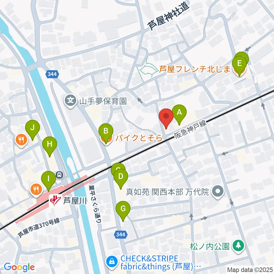 芦屋サロン・クラシック周辺のファミレス・ファーストフード一覧地図