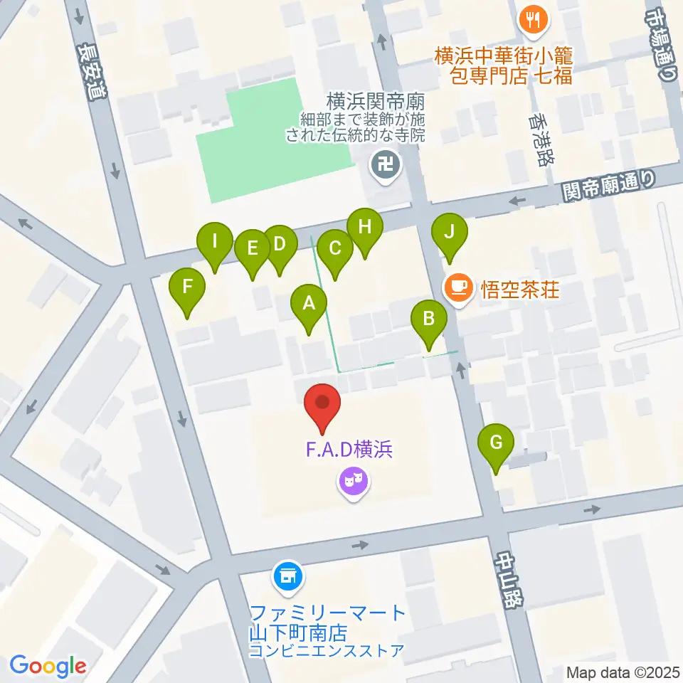 横浜F.A.D周辺のファミレス・ファーストフード一覧地図