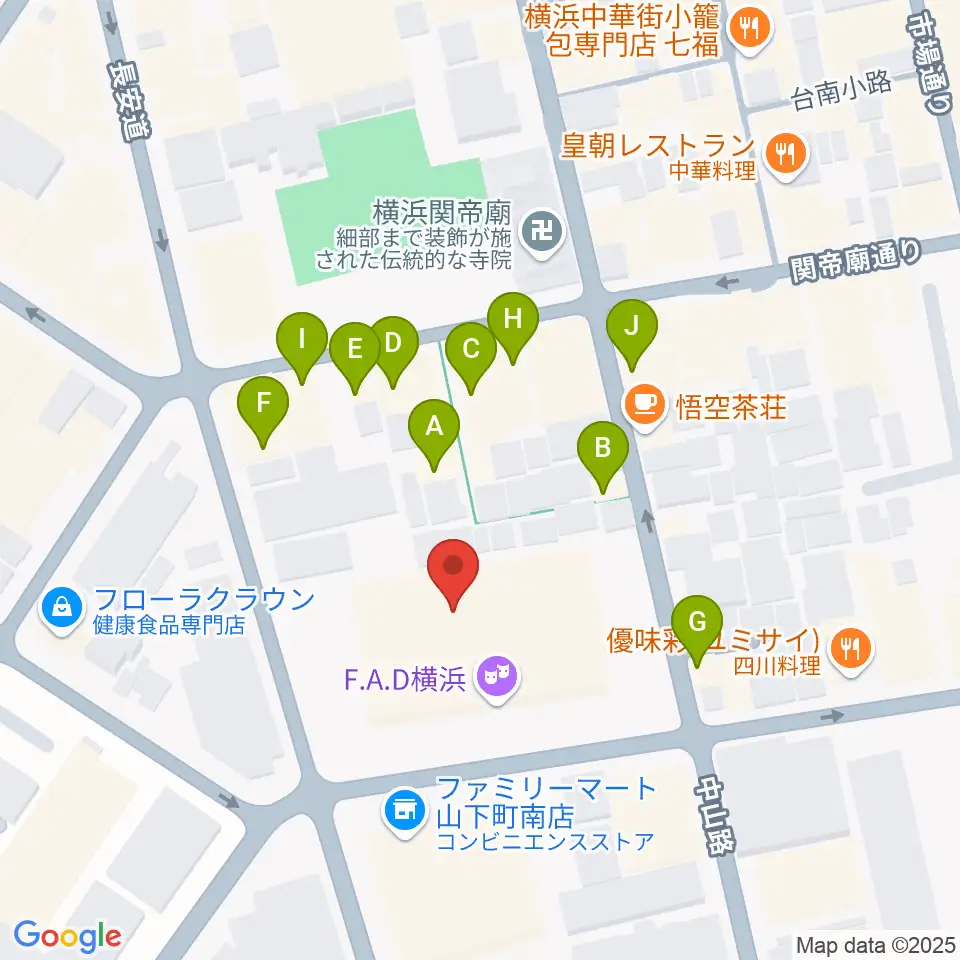 横浜F.A.D周辺のファミレス・ファーストフード一覧地図