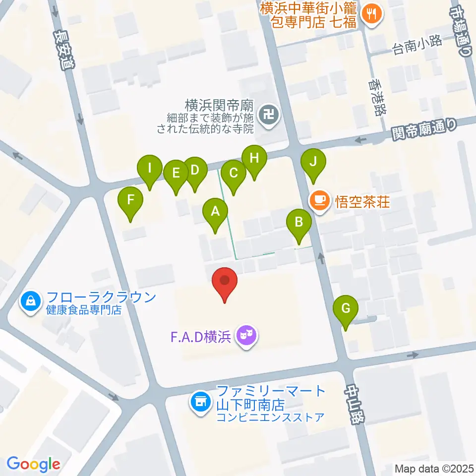 横浜F.A.D周辺のファミレス・ファーストフード一覧地図