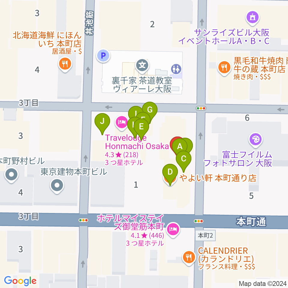 スプートニクギタースクール周辺のファミレス・ファーストフード一覧地図