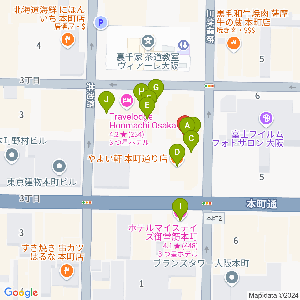 スプートニクギタースクール周辺のファミレス・ファーストフード一覧地図