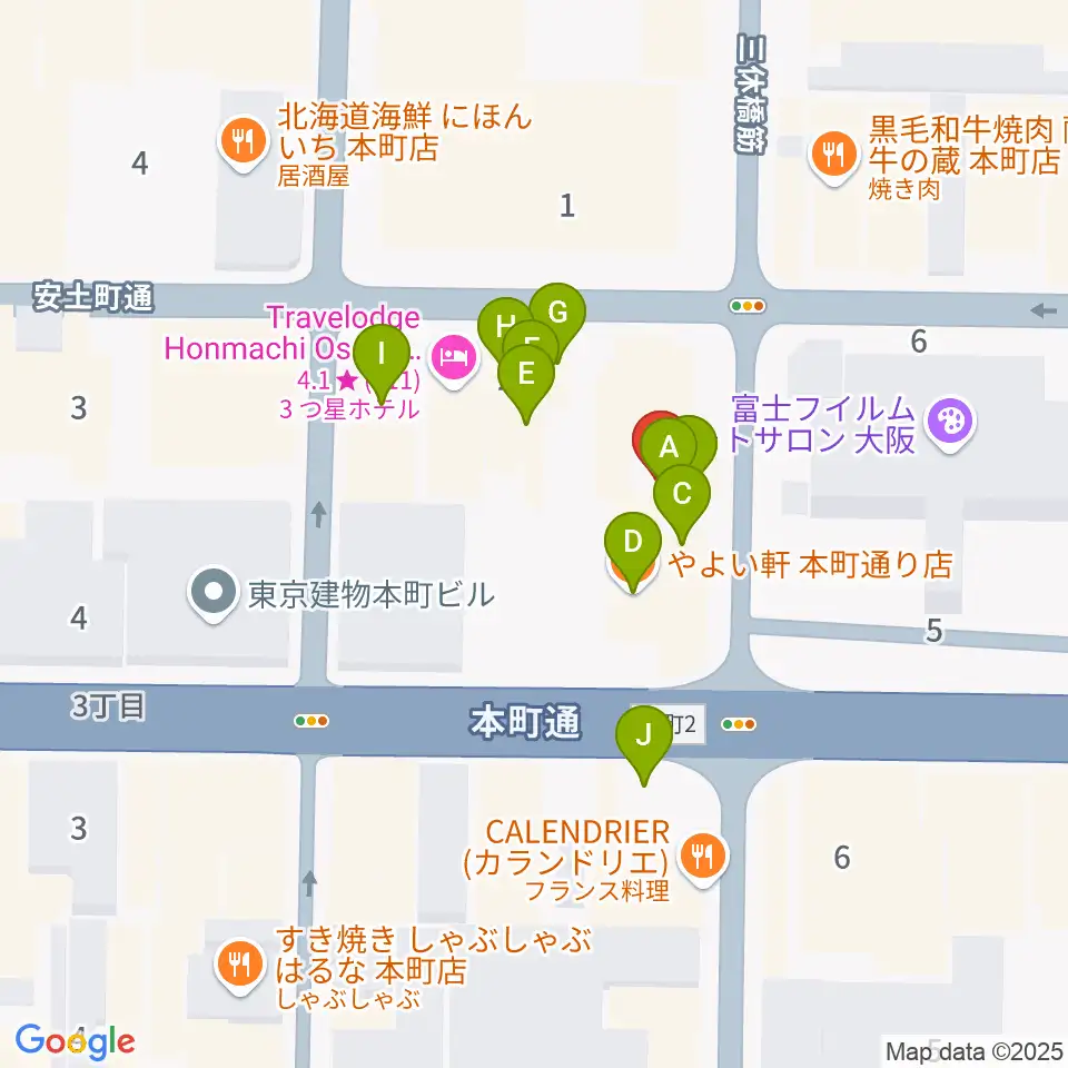 スプートニクギタースクール周辺のファミレス・ファーストフード一覧地図