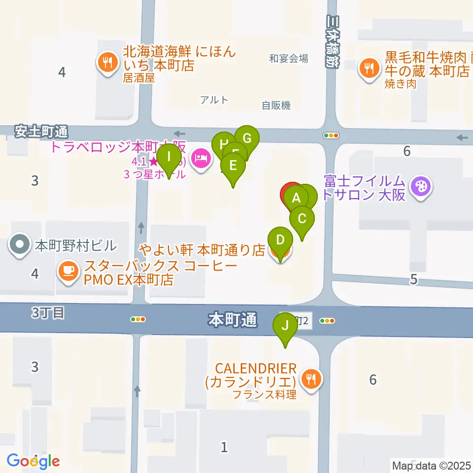 スプートニクギタースクール周辺のファミレス・ファーストフード一覧地図