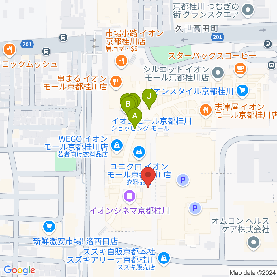 島村楽器イオンモール京都桂川店周辺のファミレス・ファーストフード一覧地図