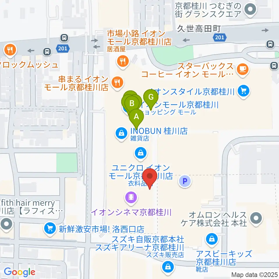 島村楽器イオンモール京都桂川店周辺のファミレス・ファーストフード一覧地図