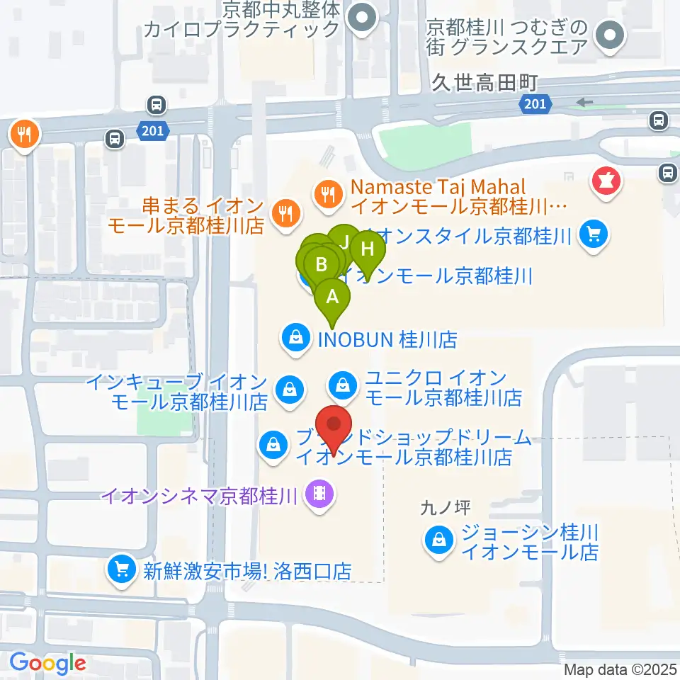島村楽器イオンモール京都桂川店周辺のファミレス・ファーストフード一覧地図