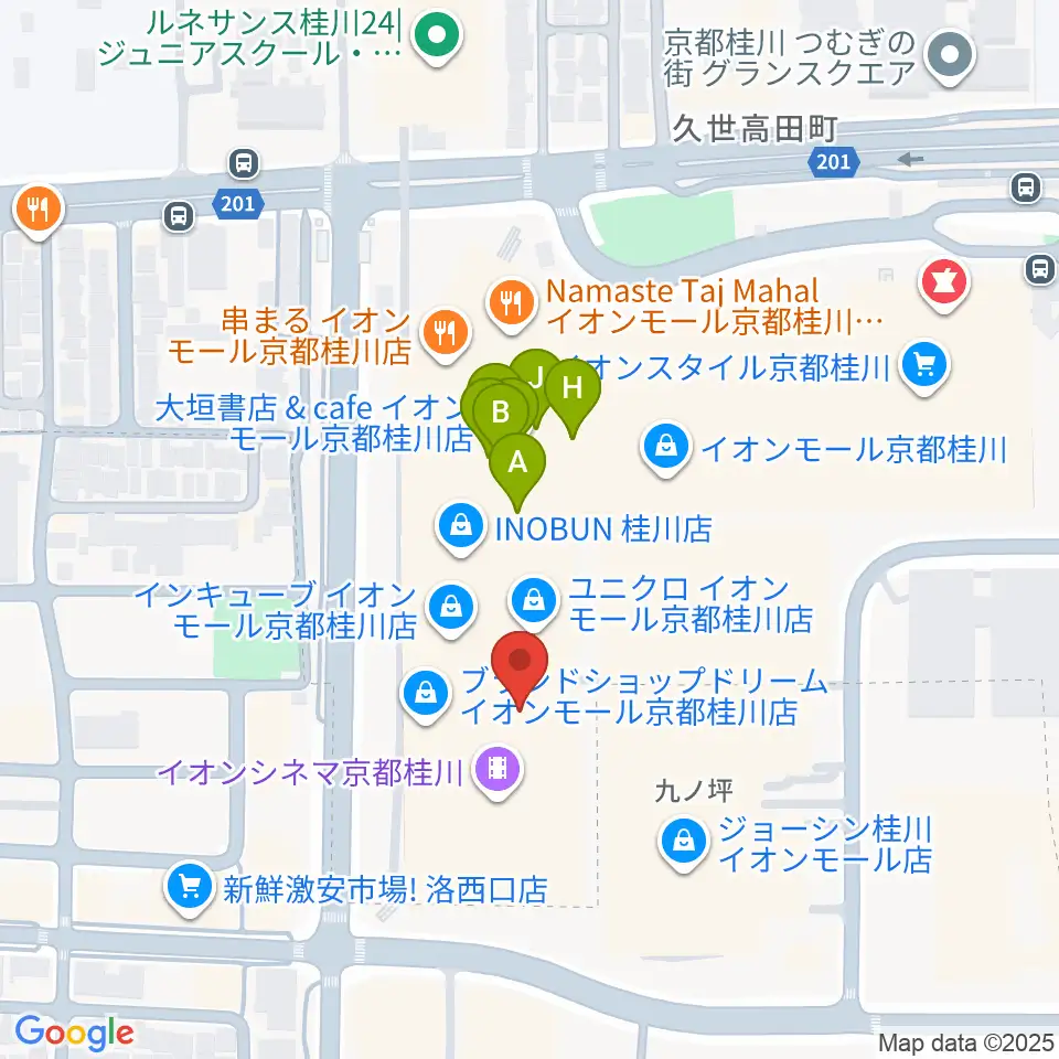 島村楽器イオンモール京都桂川店周辺のファミレス・ファーストフード一覧地図