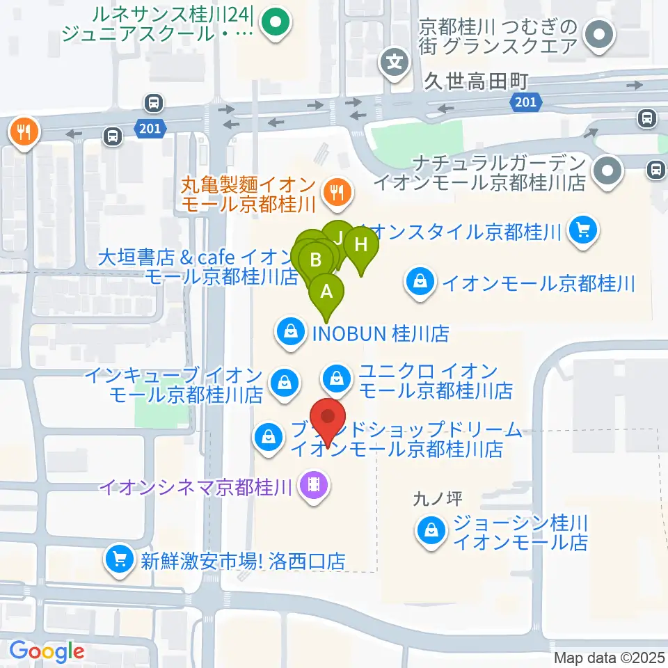 島村楽器イオンモール京都桂川店周辺のファミレス・ファーストフード一覧地図